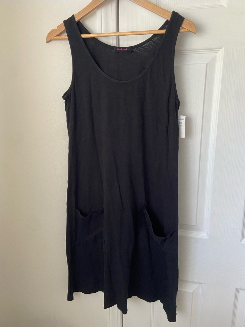 New Fresh Produce Women’s‎ Cotton Jersey Drape Dress In Black XS Pockets ￼￼